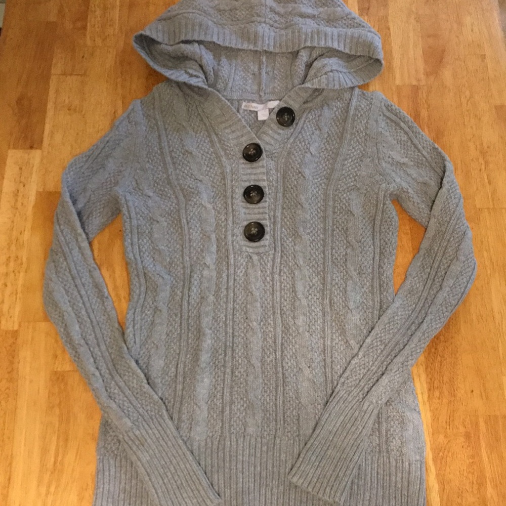 Comfy Quarter-Button Sweater with Hoodie